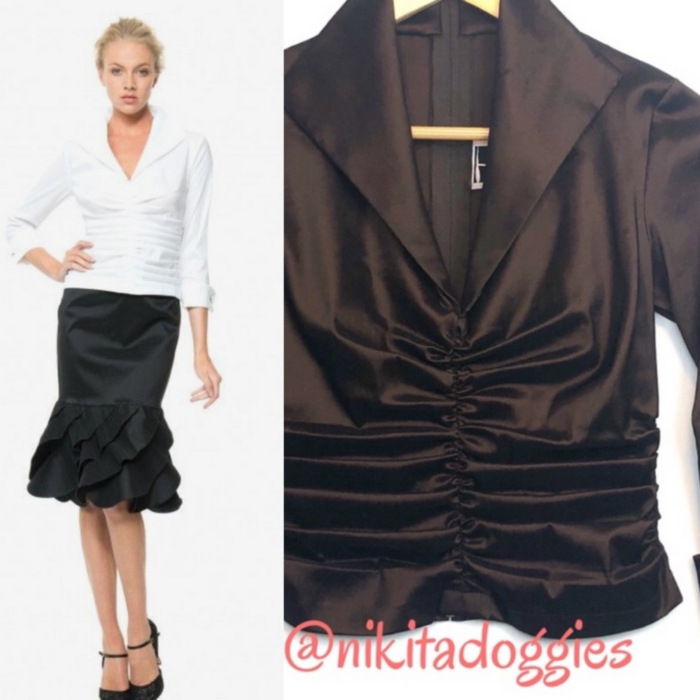 Tadashi Stunning Bronze Taffeta Cocktail Top